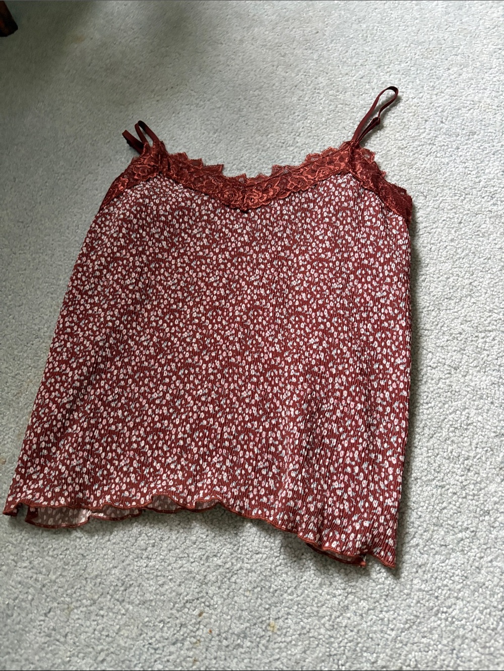 everleigh Rust Floral Lace-Trim Camisole
